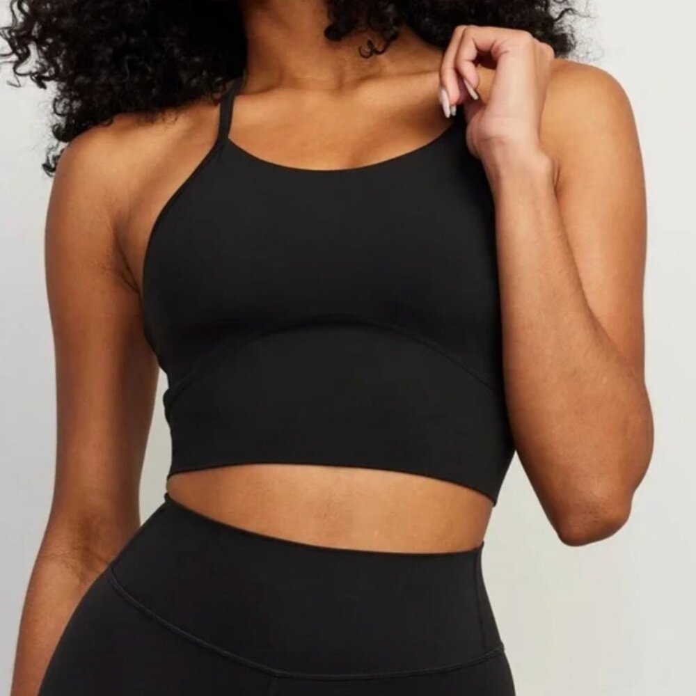 NWT STORI Legend Cropped Shelf Tank Sz 2 Longline Sports Bra Racerback Neutral